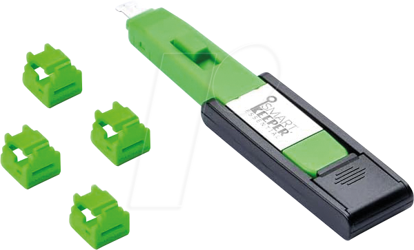 SK MNL04PKGN - Port Schloss, RJ11, 4 Stück, mit Schlüssel, grün