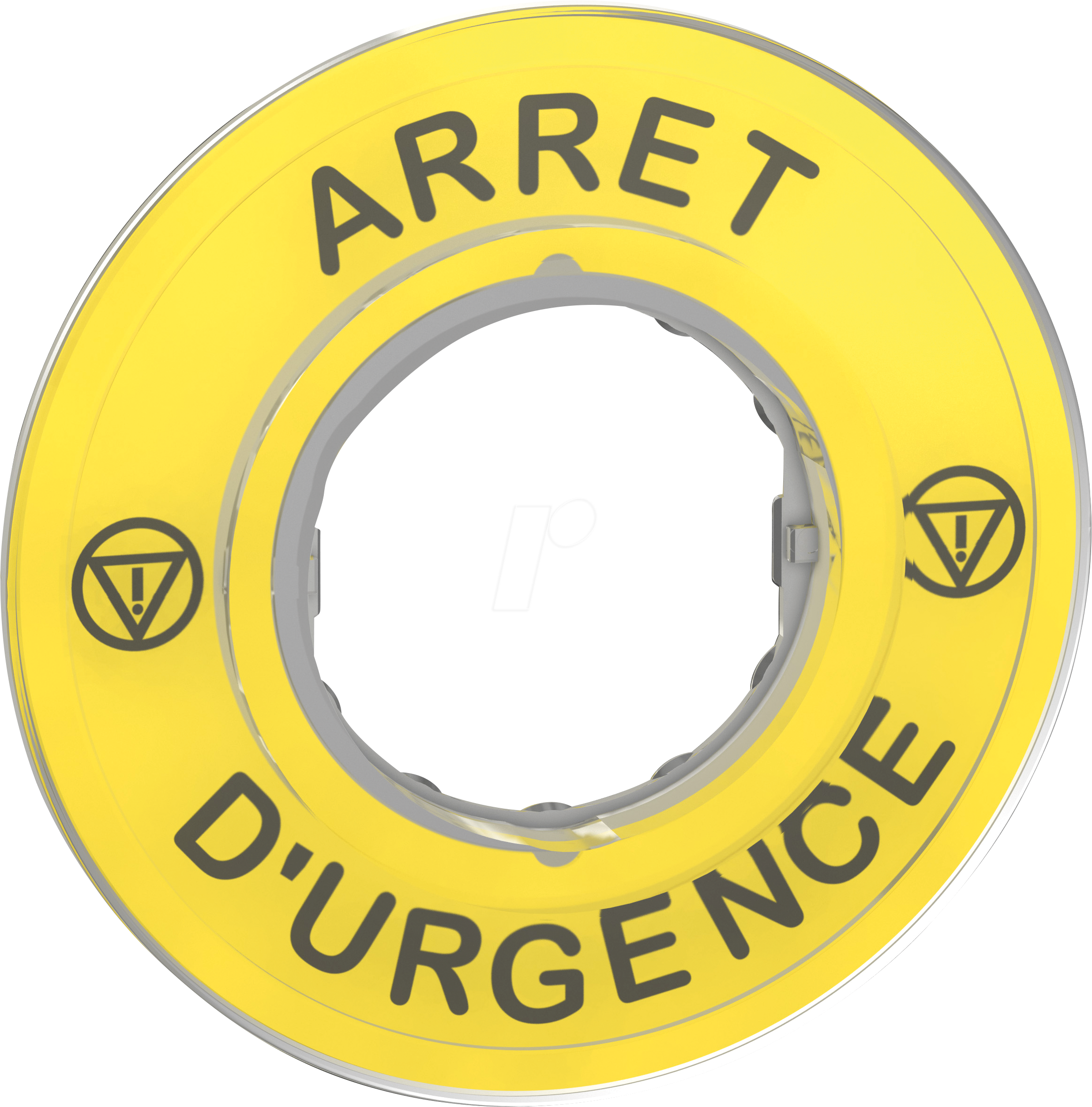 ZBY9120 - Schild Ø60 für Not-Halt-Taster, ARRET D'URGENCE/Logo ISO13850