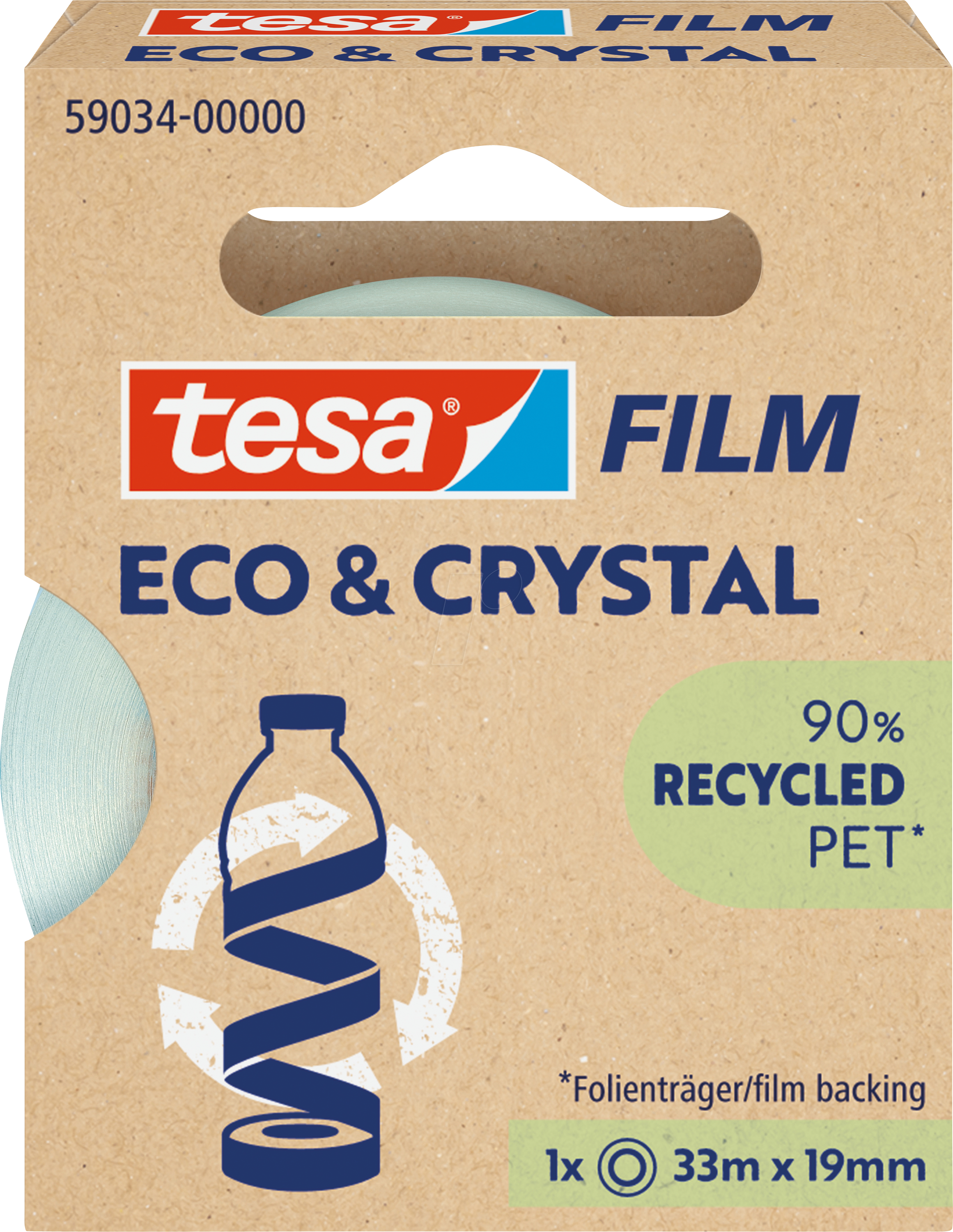 TESA 59034 - tesafilm® Eco & Crystal, 33 m x 19 mm, 1 Rollen