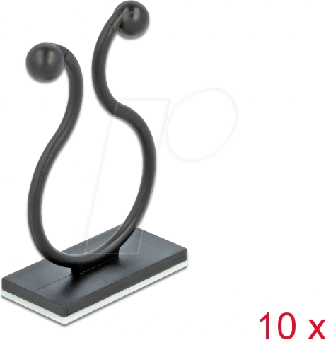 DELOCK 60176 - Kabeldriller mit Klebesockel, schwarz, 10 Stück