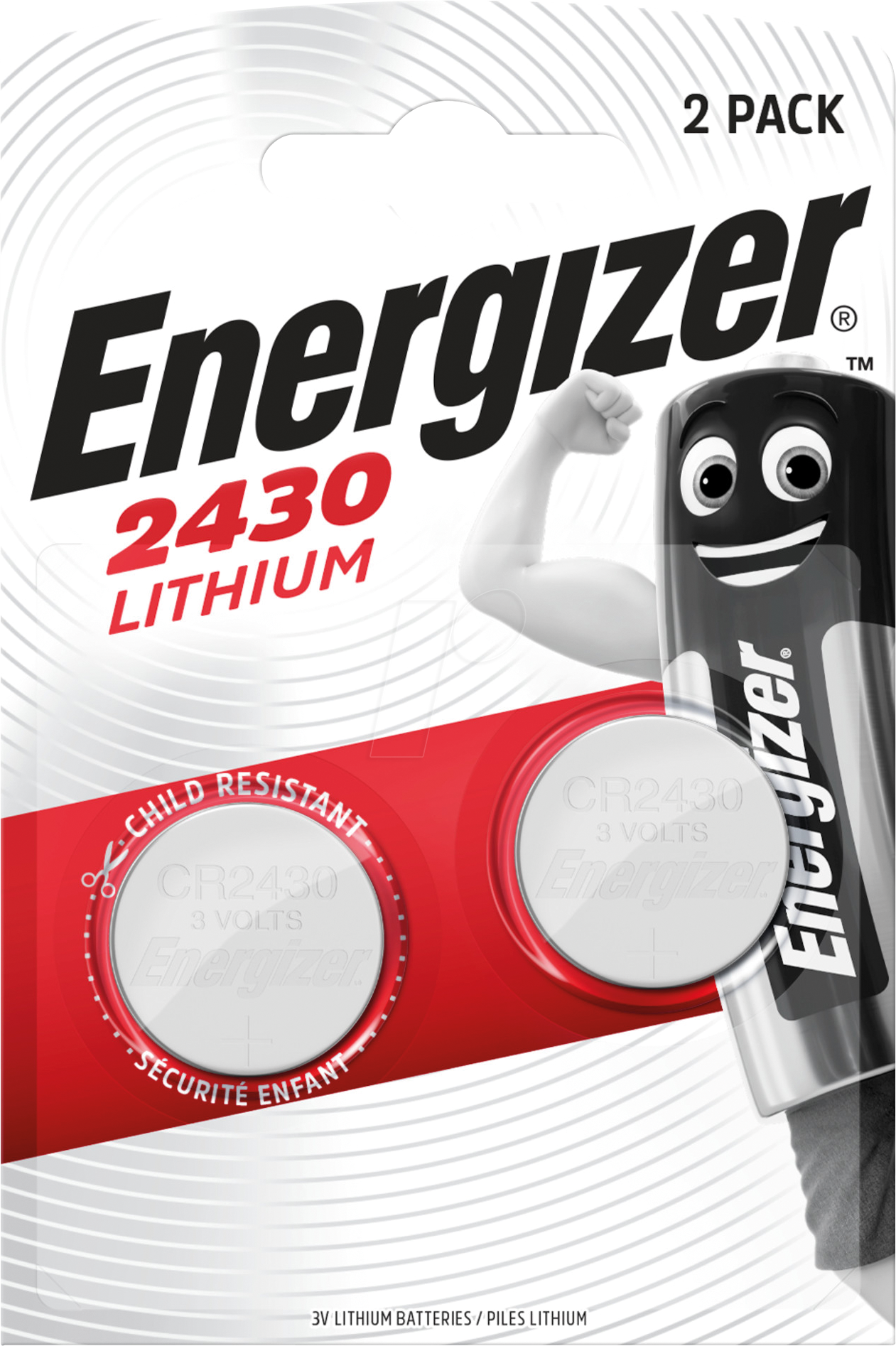 EN 2X2430 - Lithium-Knopfzelle, 3 V, 320 mAh, 24x3,0 mm 2er-Pack
