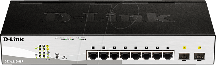 D-LINK DGS1218PE - Switch, 10-Port, Gigabit Ethernet, PoE+, 2x SFP