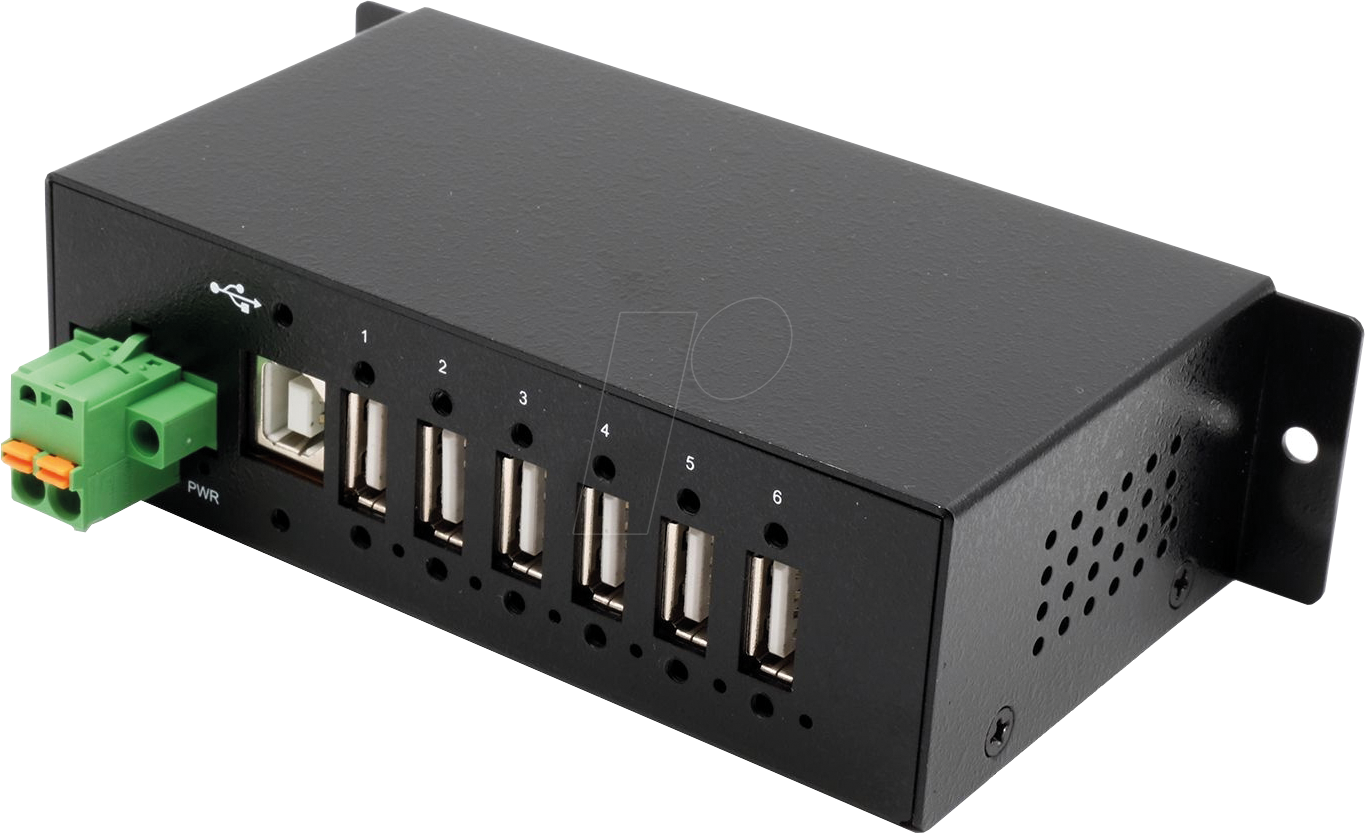 EXSYS EX-1596HMV - USB 2.0 6 Port Industrie-Hub, 15kV ESD, Din-Rail