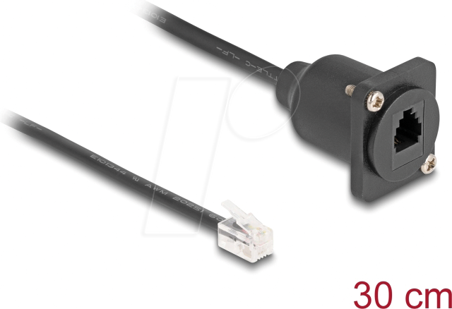 Thumbnail - DELOCK 87965 - RJ10 Kabel, Stecker / Buchse, D-Typ, schwarz, 30 cm