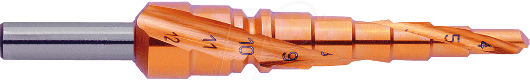 BOHRER 07011 - Stufenbohrer, TiN, 4,0 - 12,0 mm