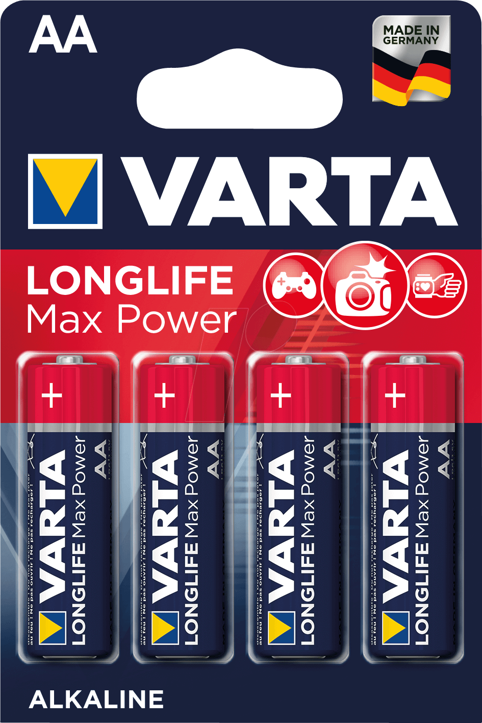 VARTA MT MIGNON - MaxPower, Alkaline Batterie, AA (Mignon), 4er-Pack