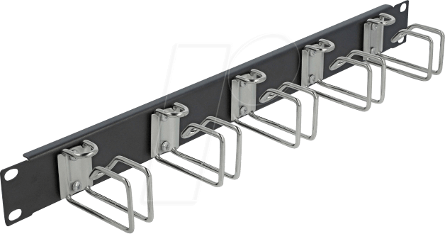 DELOCK 42628 - 19'' 1HE Kabelführungspanel, 4 Bügel, schwarz