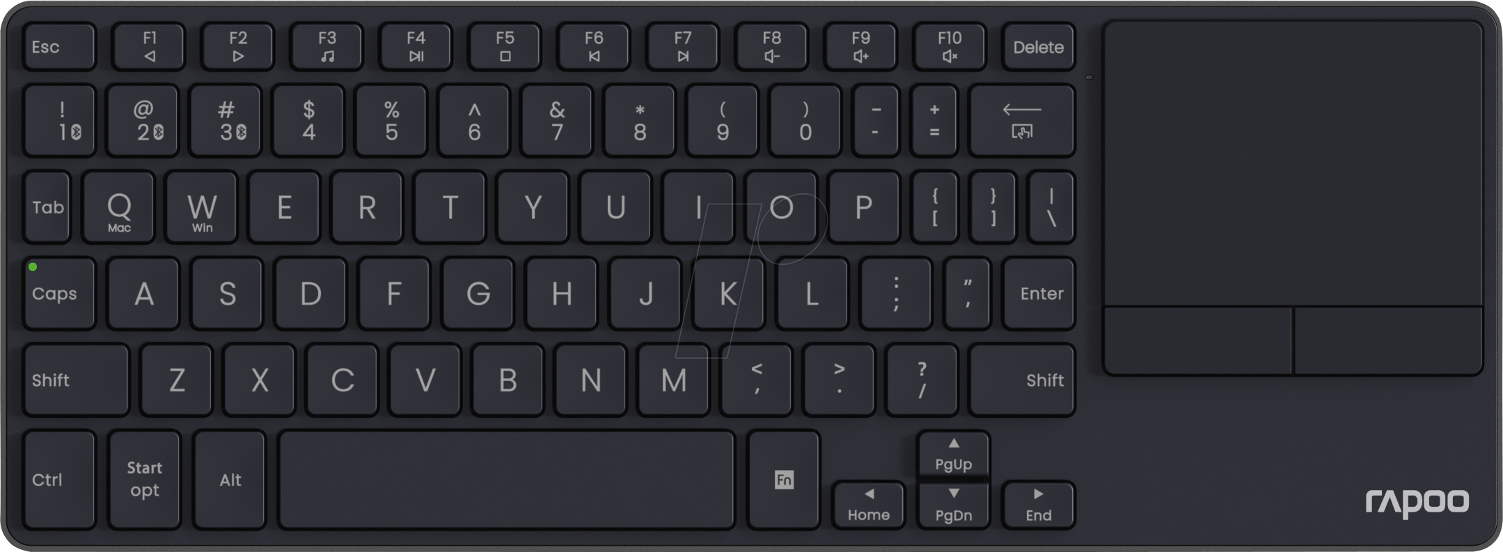 RAPOO E2810M SW - Funk-Tastatur, Bluetooth/Funk, mit Touchpad, schwarz DE