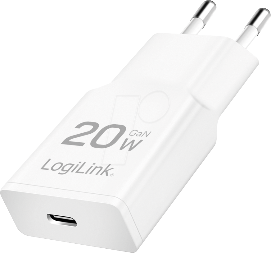 LOGILINK PA0345 - USB-Ladegerät, 20 W, 5-12 V, 1x USB-C (PD), GaN, weiß