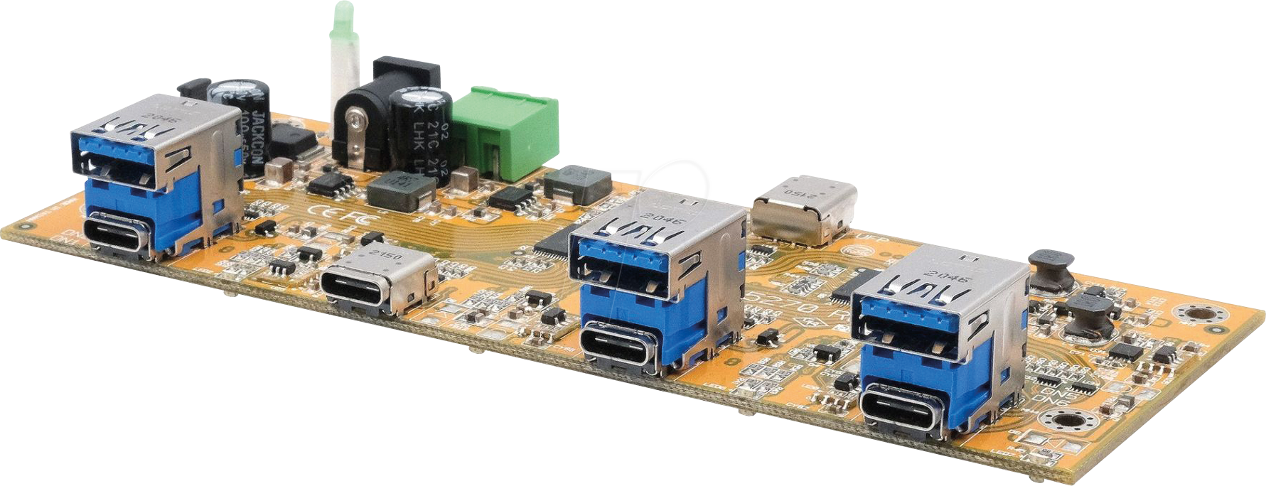 EXSYS 1237HMVSPL - USB 3.2 Gen 2 7-Port HUB-Platine, 4xUSB-C, 3xUSB-A, 15kV ESD
