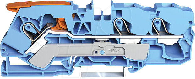 WAGO 2110-1304 - 3-Leiter-Durchgangsklemme, mit Hebel 10 mm², blau