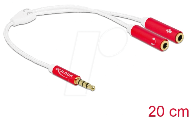 DELOCK 66519 - 1x 3,5 mm 4 Pin Klinkenstecker auf 2x 4 Pin Buchse 0,2 m