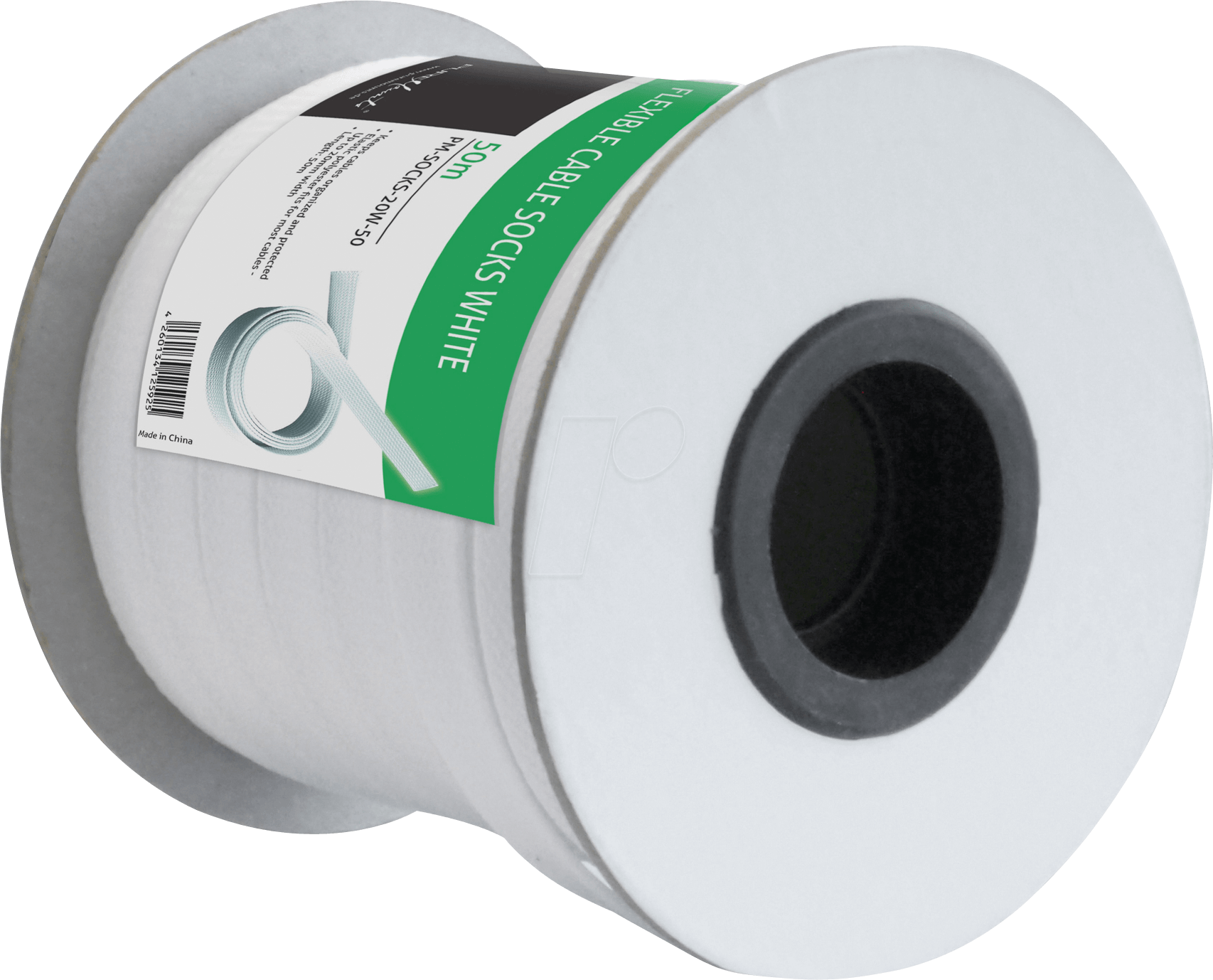 PM-SOCKS-20W-50 - Kunststoff-Geflechtschlauch, Ø 20 mm, weiß, 50 m