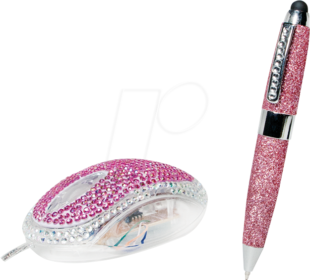 LOGILINK ID0124 - Maus (Mouse), mit Touch-Pen, Kabel, USB, weiß/pink