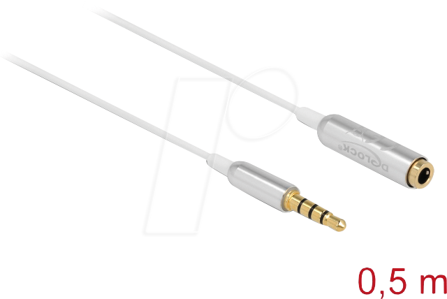 DELOCK 66072 - Kabel 3,5 mm 4 Pin Klinke St. > Bu., ultra slim, 0,5 m