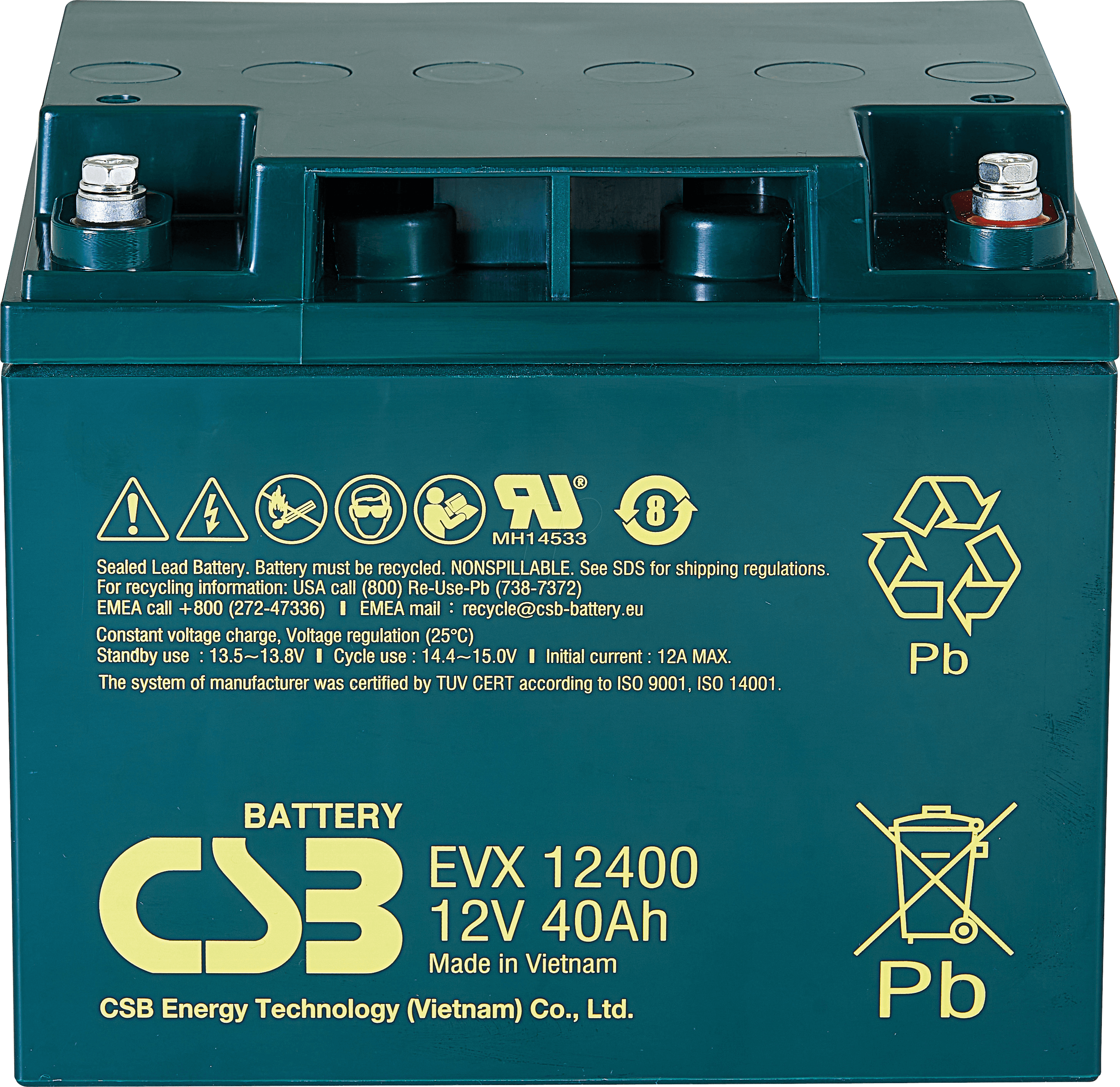 CSB EVX12400-I1 - Blei-Vlies-Akku, 12 V, 40 Ah, zyklenfest