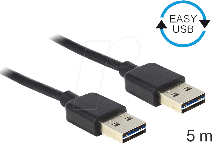 DELOCK 83463 - USB 2.0 Kabel, EASY A Stecker auf A Stecker, 5 m