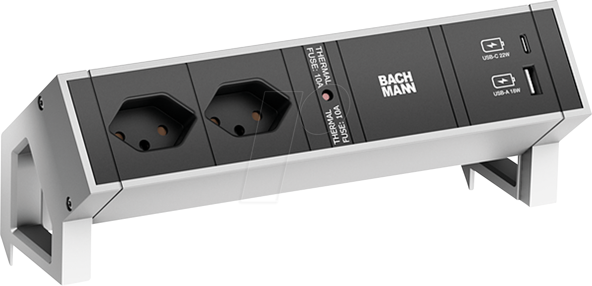 BACH 902.907 - DESK2 2xCH 1xUSB A/C 22W, 0,2m GST18 INOX Schweiz