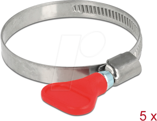 DELOCK 19518 - Schlauchschellen mit Flügelmutter, 40 - 60 mm, 5 Stück, Edelstah
