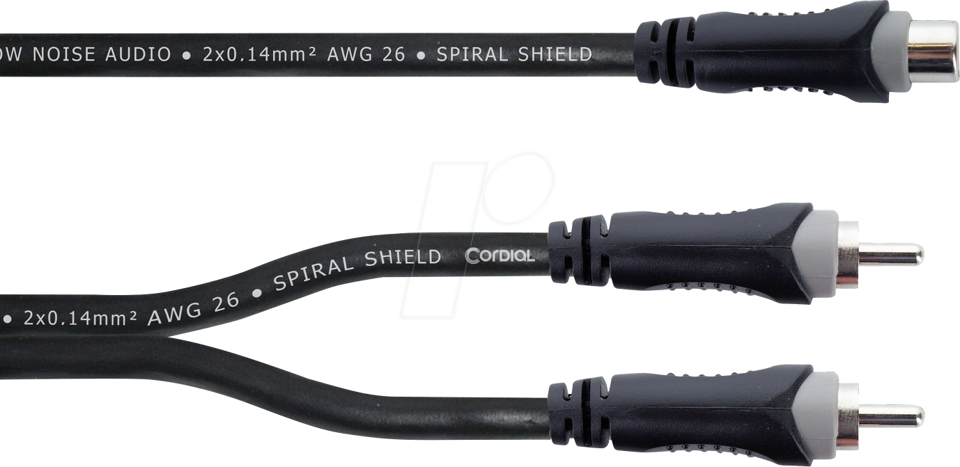 EY 0,3 ECC - Y-Adapter Kabel, 2x Cinch Stecker > Cinch Buchse, 0,3 m