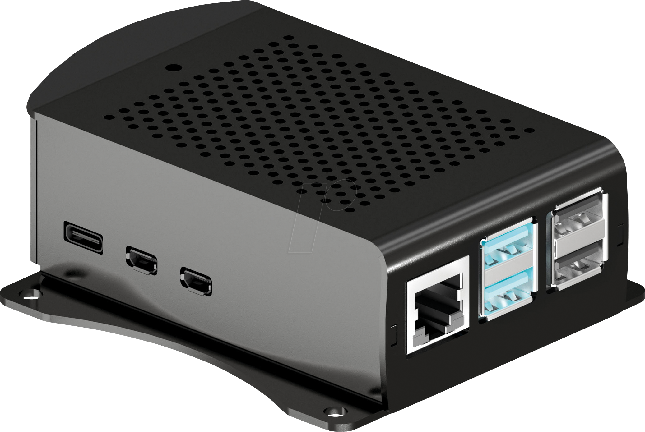 RPI5 CASE ALU02 - Gehäuse für Raspberry Pi 5, Alu, schwarz, inkl. Wandhalterung