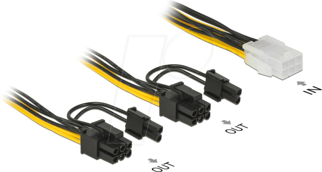 DELOCK 85452 - Delock Kabel Power PCIe 6 pin Buchse > 2x 8 pin Stecker, 15 cm