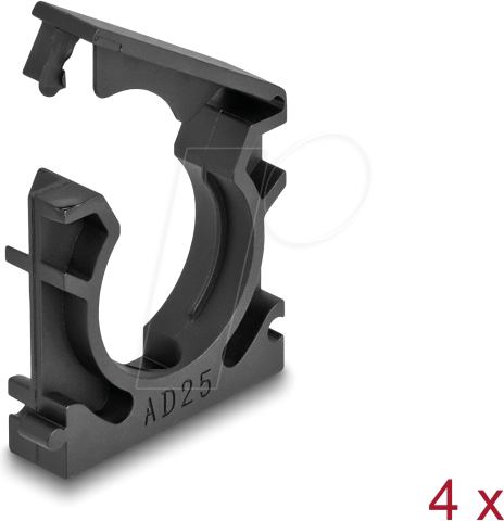 DELOCK 60486 - Kabelschlauchhalter mit Verschlussclip 25 mm 4 Stk. schwarz