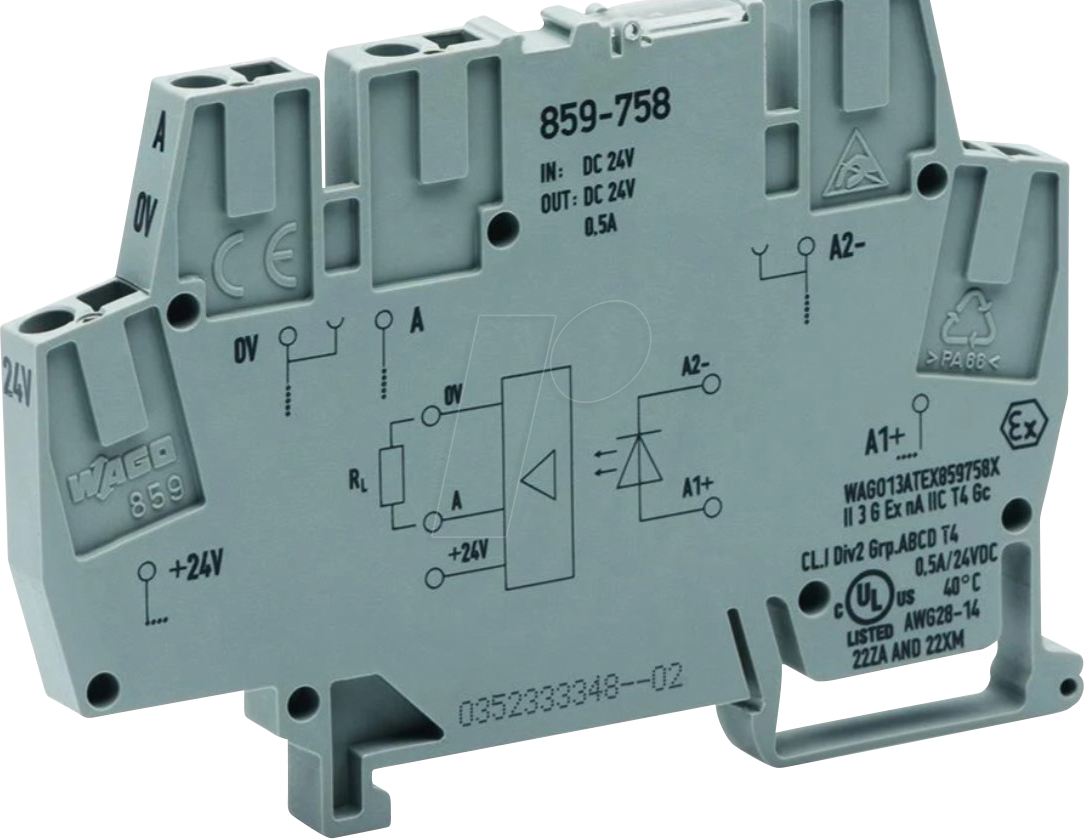 Thumbnail - WAGO 859-758 - Optokopplermodul, E: DC 24 V, A: DC 20 … 30 V, 0,5 A, grau