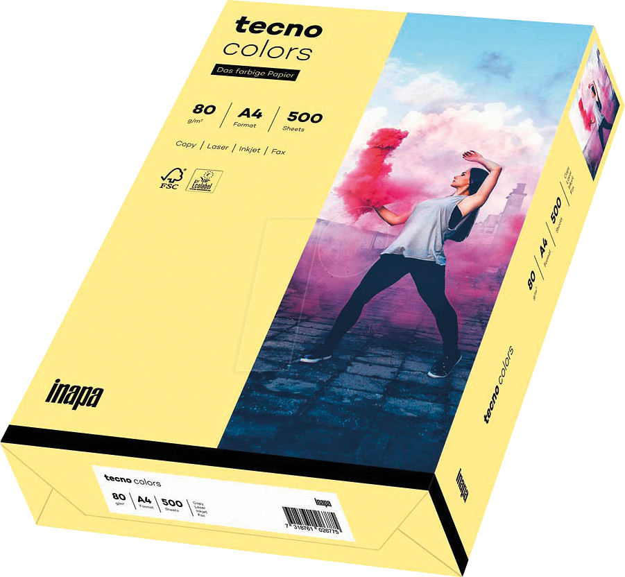 TECNO 88324401 - Papier hellgelb DIN A4 80 g/qm 500 Blatt