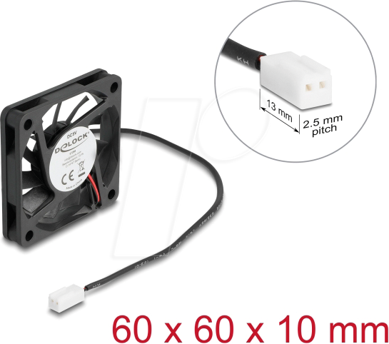DELOCK 67288 - Axiallüfter 5 V DC, 60 x 60 x 10 mm schwarz