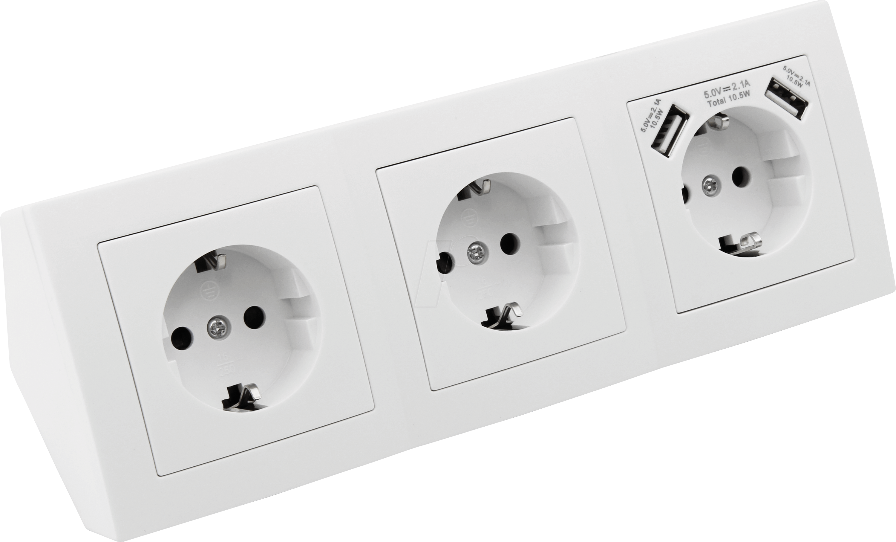 MCP 534-777 - Tischsteckdose, 3-fach, Typ F - CEE 7/3, 2 x USB, weiß