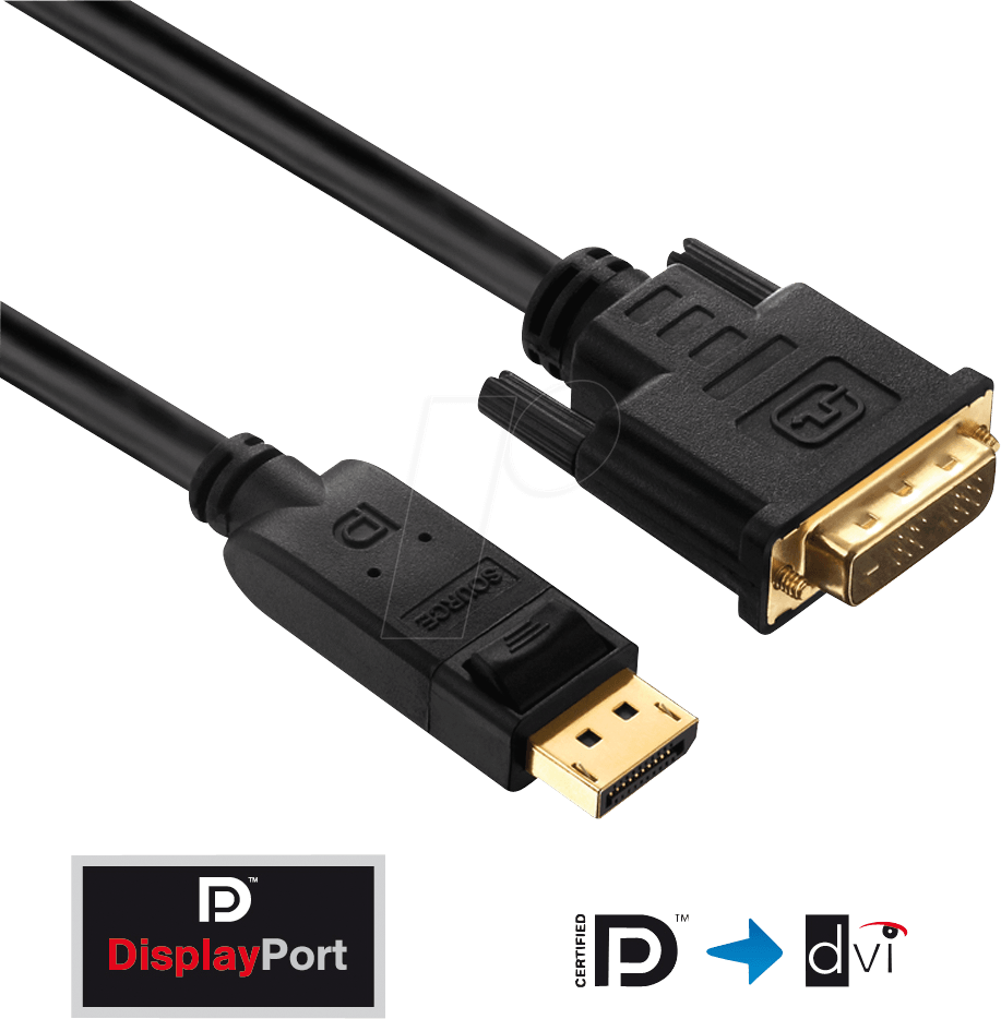 PURE PI5200-075 - Adapterkabel, DisplayPort Stecker auf DVI 18+1 Stecker, 7,5 m