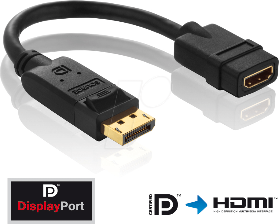 Thumbnail - PURE PI155 - DisplayPort Adapter, DP Stecker auf HDMI Buchse