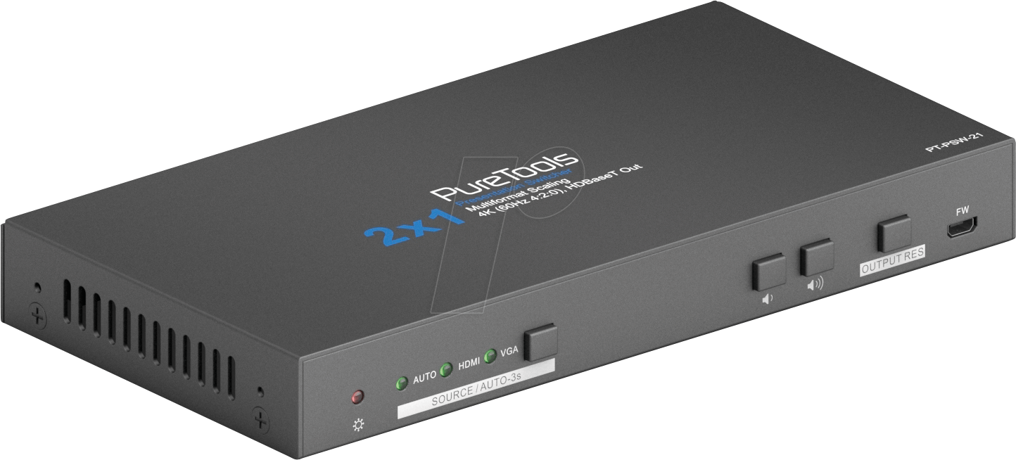 PURE PT-PSW-21 - PureTools - Scaler Switcher 2x1, 4K, HDBaseT Output