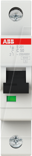 ABB S201-C50 - Leitungsschutzschalter, Char. C, 50 A, 1 polig