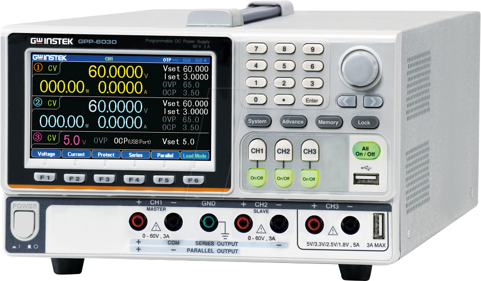 GPP-6030LG - Labornetzgerät, 0 - 60 V, 0 - 3 A, 3 Kanäle, GPIB