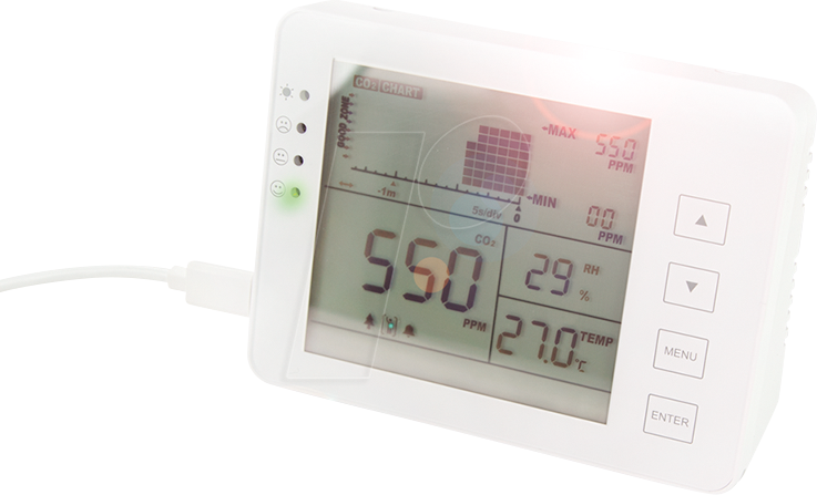 LOGILINK SC0115 - CO2-Messgerät mit Ampel, Temperatur- & Luftfeuchtigkeitsanzeige