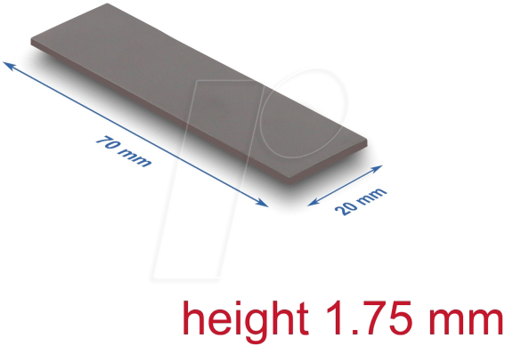 DELOCK 18467 - Wärmeleitpad, 3,2 W/mk, 70 x 20 x 1,75 mm, Low Oil Bleeding