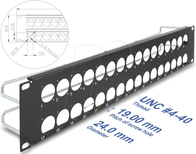 DELOCK 67057 - 19'' D-Typ Patchpanel 32 Port 2 HE schwarz