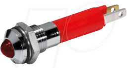 LED 1904-12RT - LED-Signalleuchte, 5 mm, rot, 12 V, Außenrefl., Ø8 mm, 80 mcd