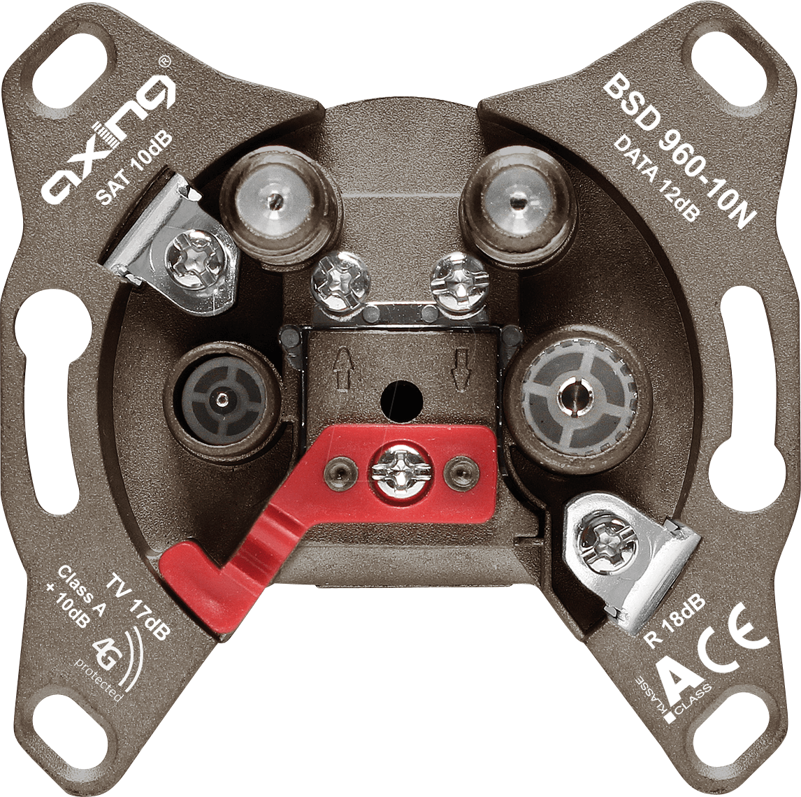 BSD 960-10N - 4 Port Antennensteckdose, CATV, DATA, SAT, 10 - 18 dB
