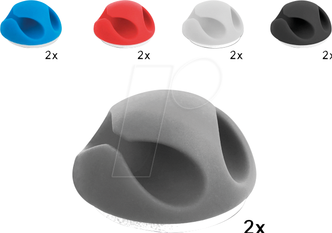 DELOCK 18296 - Kabelhalter mit 2 Durchführungen, Mini, 10er Set, bunt