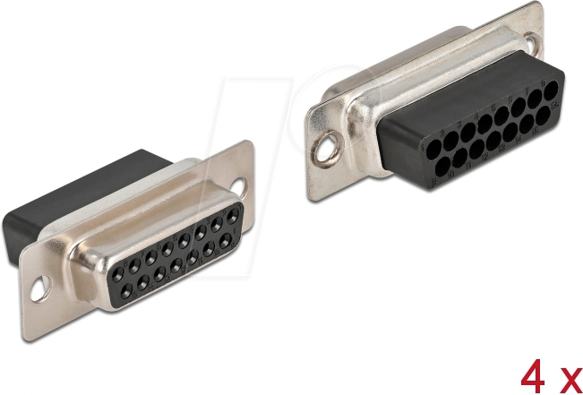DELOCK 66720 - D-Sub 15 Pin Crimp Buchse, Metall, 4 Stück