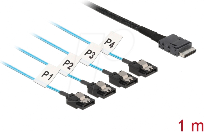 DELOCK 85829 - Kabel OCuLink SFF-8611 > 4 x SATA 7 Pin 1 m