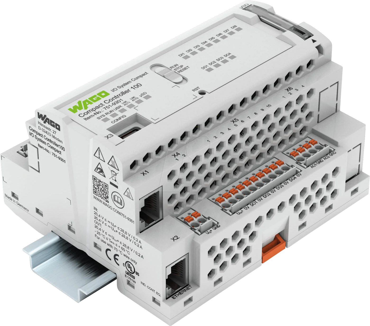 WAGO 751-9301 - Compact Controller 100,8DI,4DO,2AI,2AO,RS485, Ethernet, SD