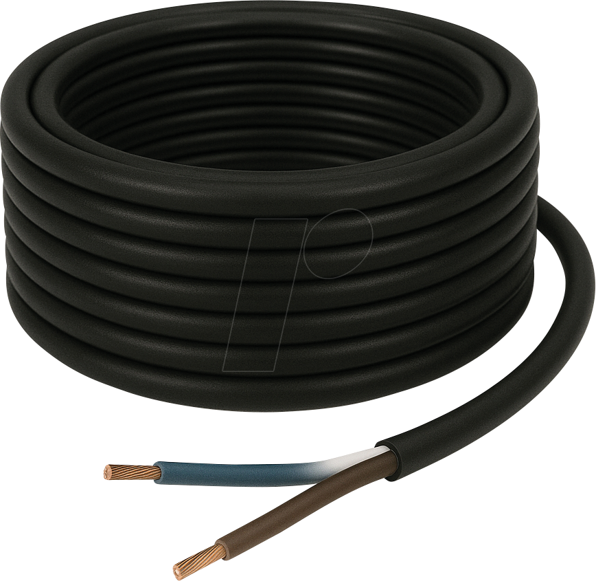 Thumbnail - H07RN F210 50M - Gummischlauchleitung H07RN-F, 2 x 1 mm, 50 m, schwarz