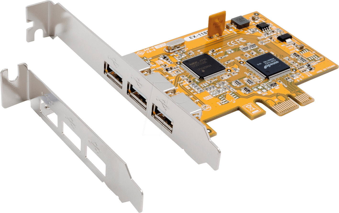 EXSYS EX-11053 - 3 Port USB 2.0 PCIe Karte inkl. Low Profile Bügel
