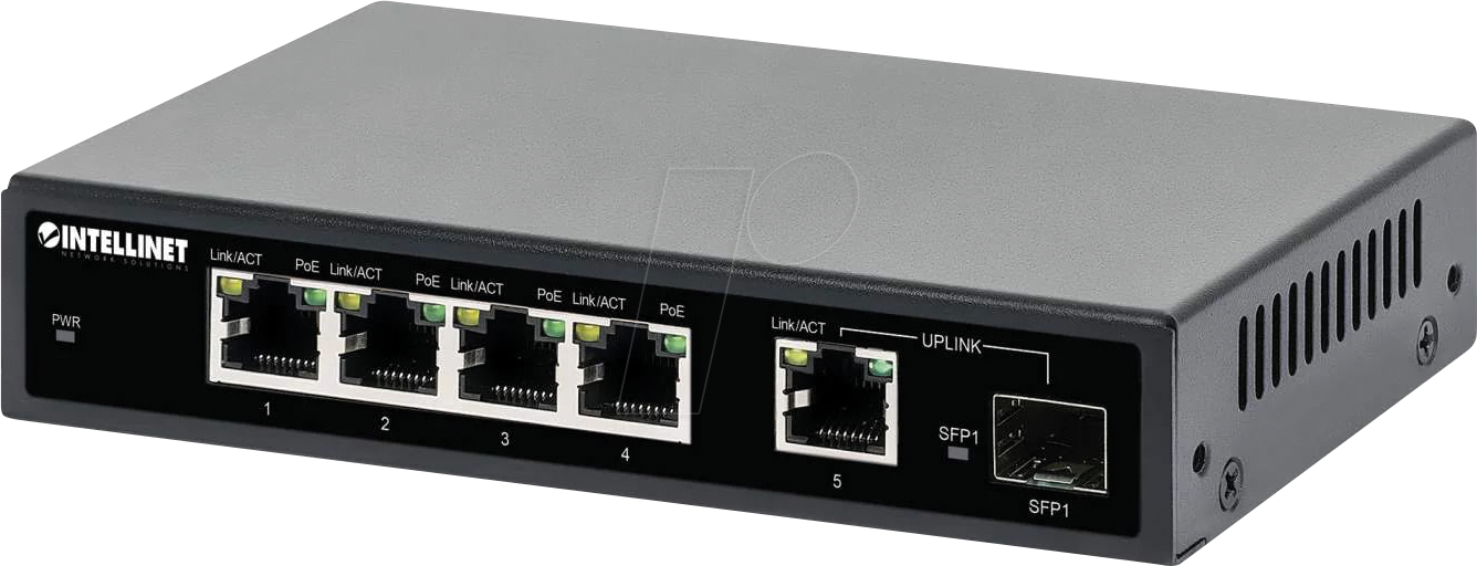 INT 561822 - Switch, 6-Port, Gigabit Ethernet, SFP, PoE+