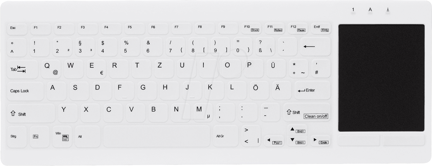 Thumbnail - AK-C4412FGUSWGE - Tastatur, USB, IP68, desinfizierbar, mit Touchpad, weiß, DE