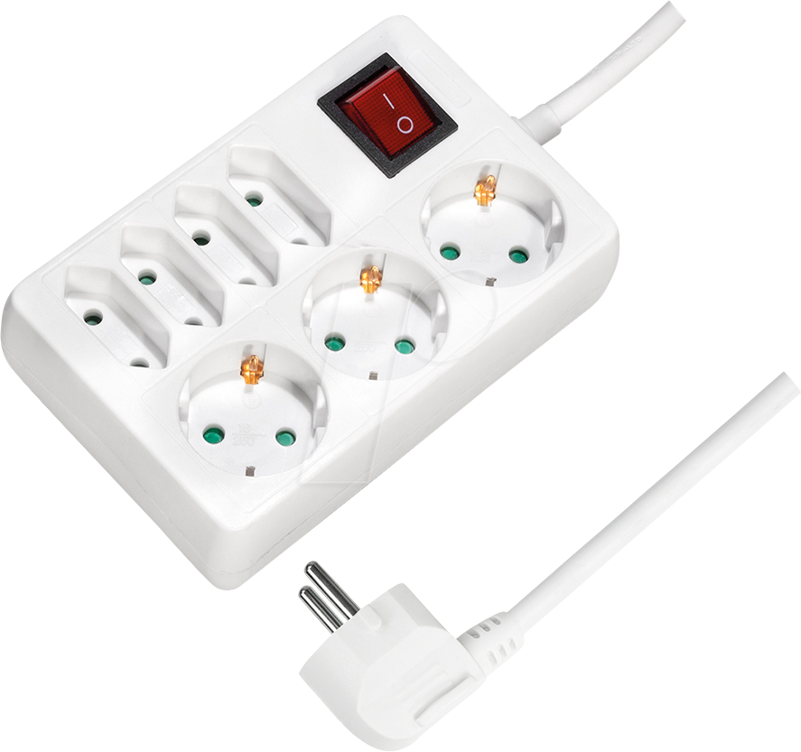 LOGILINK LPS210 - Steckdosenleiste, 7-fach, mit Schalter, 5 m, weiß
